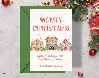 Editable Gingerbread House Christmas Card: Canva Template
