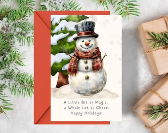 Watercolor Snowman Christmas Card: Personalized Holiday Greeting