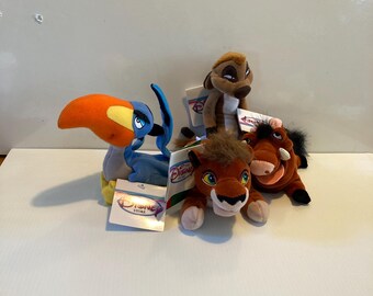 Disney Vintage Bean Bag Lion King with Original Tags, Kovu, Pumbaa, Zazu, Timon
