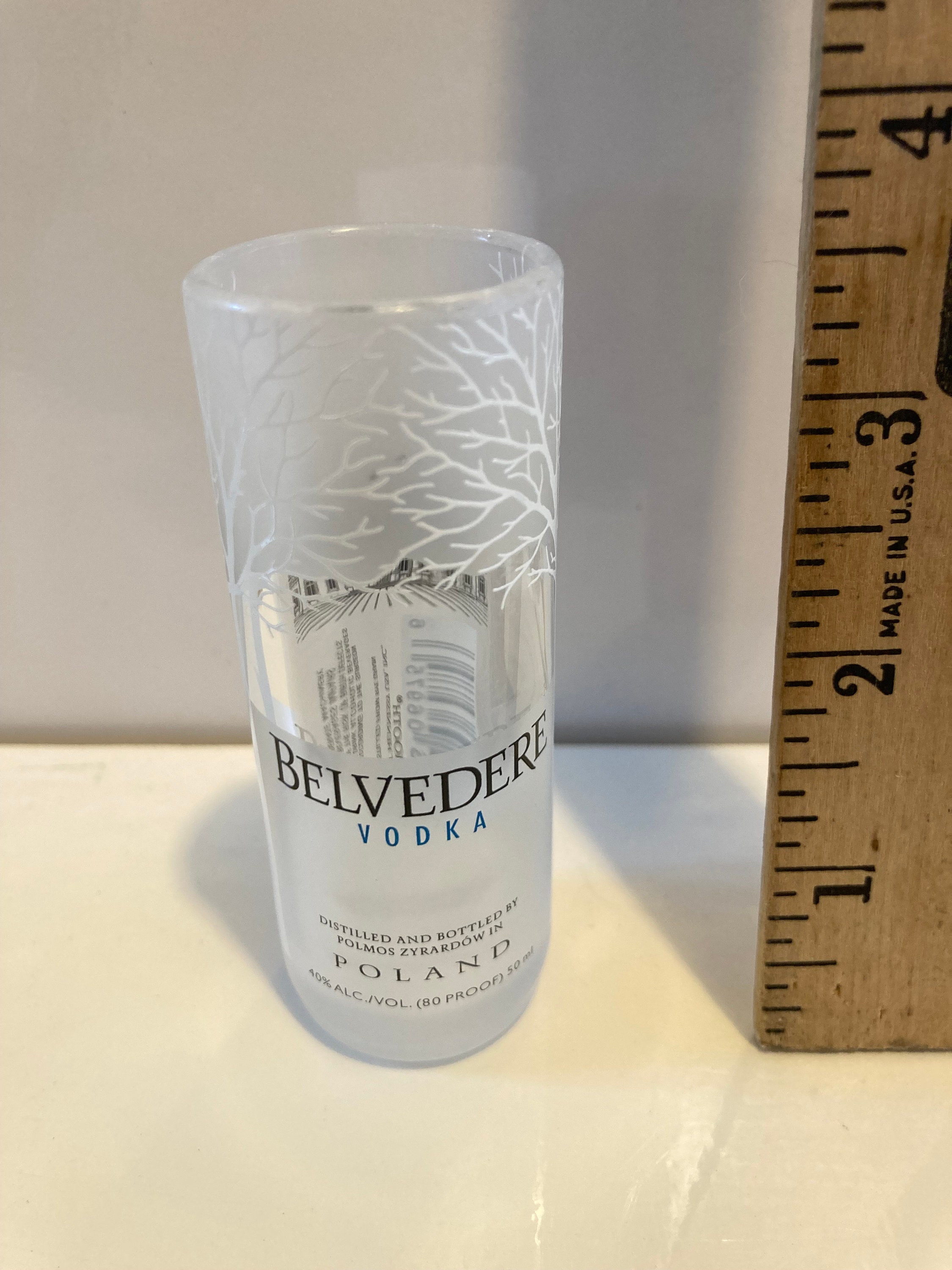 BELVEDERE VODKA SLEEK RED 6th EDITION Empty Bottle and 2 Jiggers