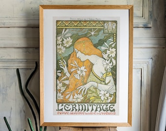 L'Ermitage by Paul Berthon, 1897 - Digital Download of Original Vintage Poster, Art Nouveau Wall Art