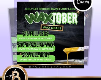 WaxTober Angebote! | Oktober Buchen Social Media Flyer | DIY bearbeitbare Flyer Vorlage | Anpassbares Canva Design