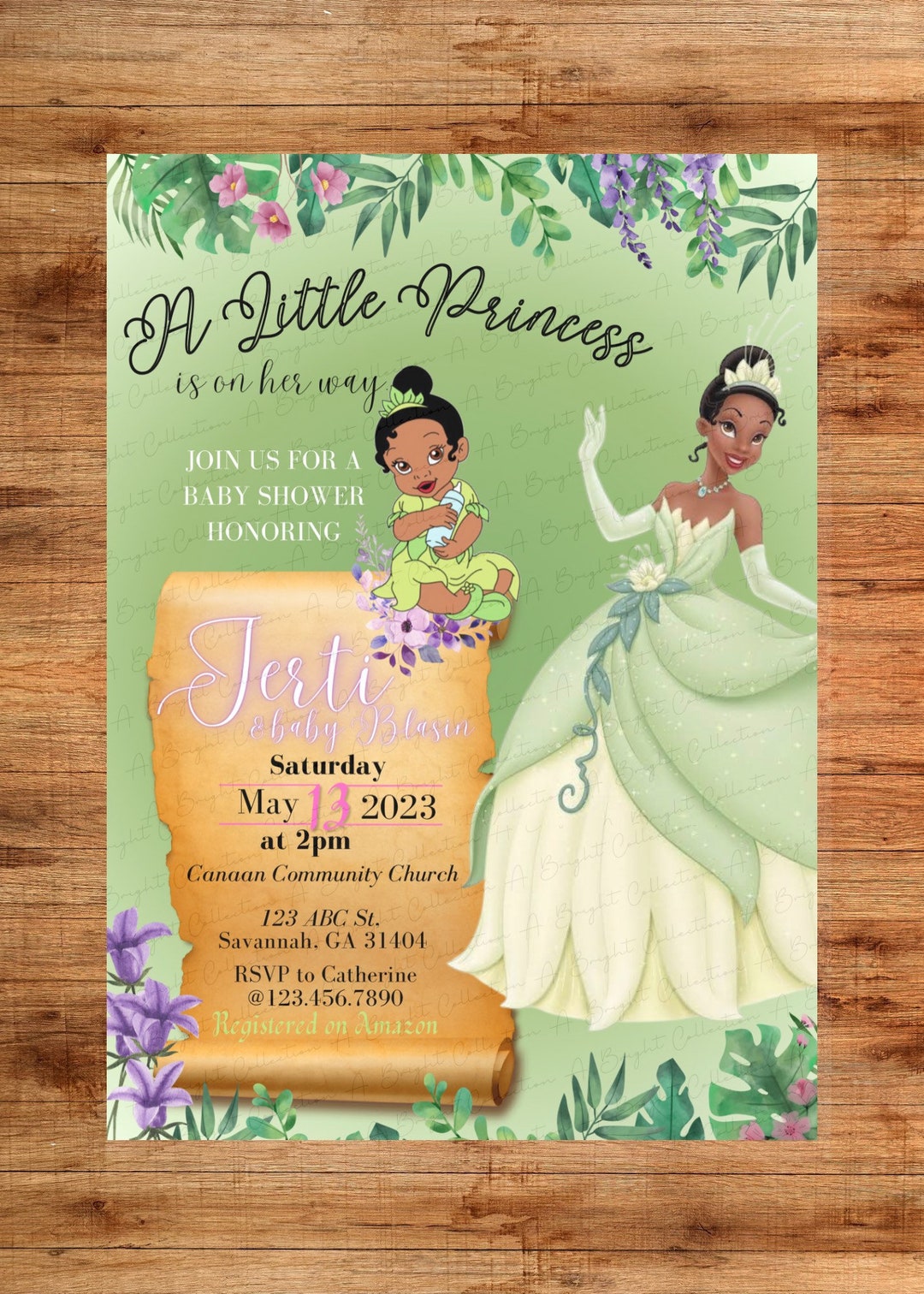 Editable Tiana Baby Shower Digital Invitation Template Baby Etsy