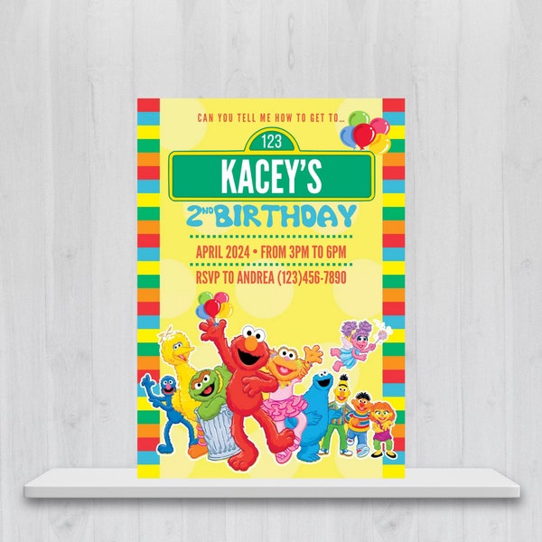 Editable Sesame Street Digital Invitation Template | Birthday Invitation | Instant Download