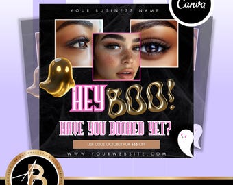 Hallo Boo! | Oktober Buchen Social Media Flyer | DIY bearbeitbare Flyer Vorlage | Anpassbares Canva Design