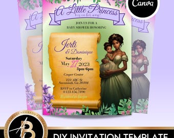 Bearbeitbare Prinzessin Babyparty Digitale Einladungsvorlage | Babypartyeinladung | Sofortdownload | PTK1