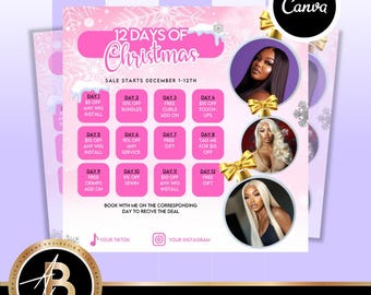 Dezember 2020 Flyer | DIY Weihnachten Social Media Flyer Vorlage | 12 Tage Weihnachtsverkauf Flyer | Anpassbares Canva Design