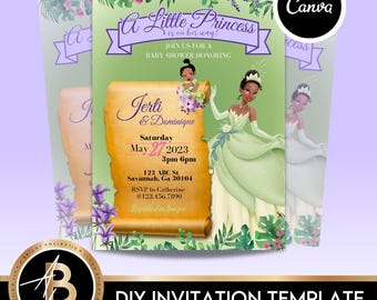 Bearbeitbare Tiana Baby Shower Digitale Einladungsvorlage 2nd Edition | Babypartyeinladung | Sofortdownload | PTK1