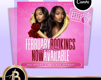 Februar Hair Sale Flyer | DIY Valentinstag Social Media Flyer Vorlage | DIY bearbeitbare Flyer Vorlage | Anpassbares Canva Design