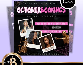Oktober-Buchungsflyer | DIY Weihnachten Social Media Flyer Vorlage | DIY bearbeitbare Flyer Vorlage | Anpassbares Canva Design