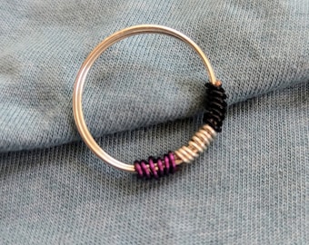 Asexual Pride Ring | Ace Demisexual Aspec Queer Pride Wire Wrapped Wrapping Ring