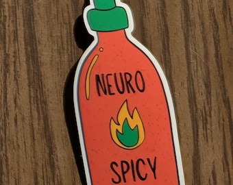 Neuro Spicy Hot Sauce Vinyl Sticker | Neurodiversity Pride Christmas Hanukkah Solstice Gift Stocking Stuffer