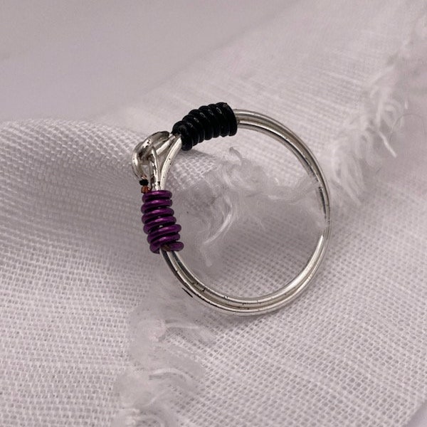 Asexual Pride Ring | Ace Demisexual Aspec Queer Pride Wire Wrapped Wrapping Ring