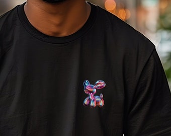 Dracula Balloon Animal Pocket Tee for Cute Halloween Party Shirt Iridescent Balloon Dog Lover Tshirt Matching Family Shirt Dad Me Outfit