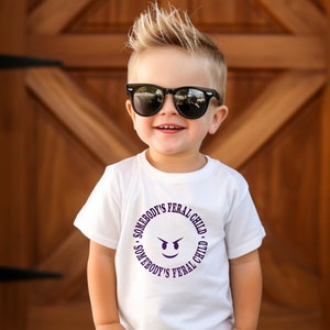 Funny Toddler Shirt Somebody&#39;s Feral Child Toddler TShirt for Kid | Cute But Feral Kids Shirt for Wild Child | Casual Funny Children&#39;s Shirt