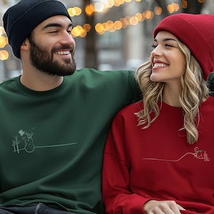 Zabawna para świąteczna bluza minimalistyczny bałwanek świąteczny sweter dla par bluza na imprezę świąteczną sweter zimowy śnieg top