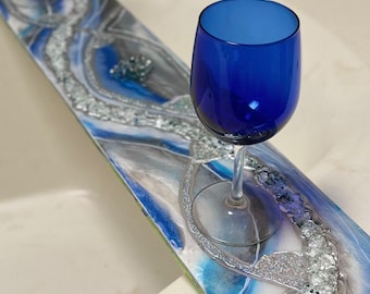 Mooie Blauw/Zilveren Badkamer Dienblad Decoratie