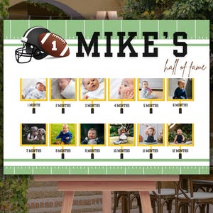 Football 1st Birthday Photo Board: Hall of Fame, Editable Template (Digital Download)