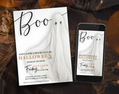 Halloween Party Ghost Invitation, Minimalist, Elegant, Boo