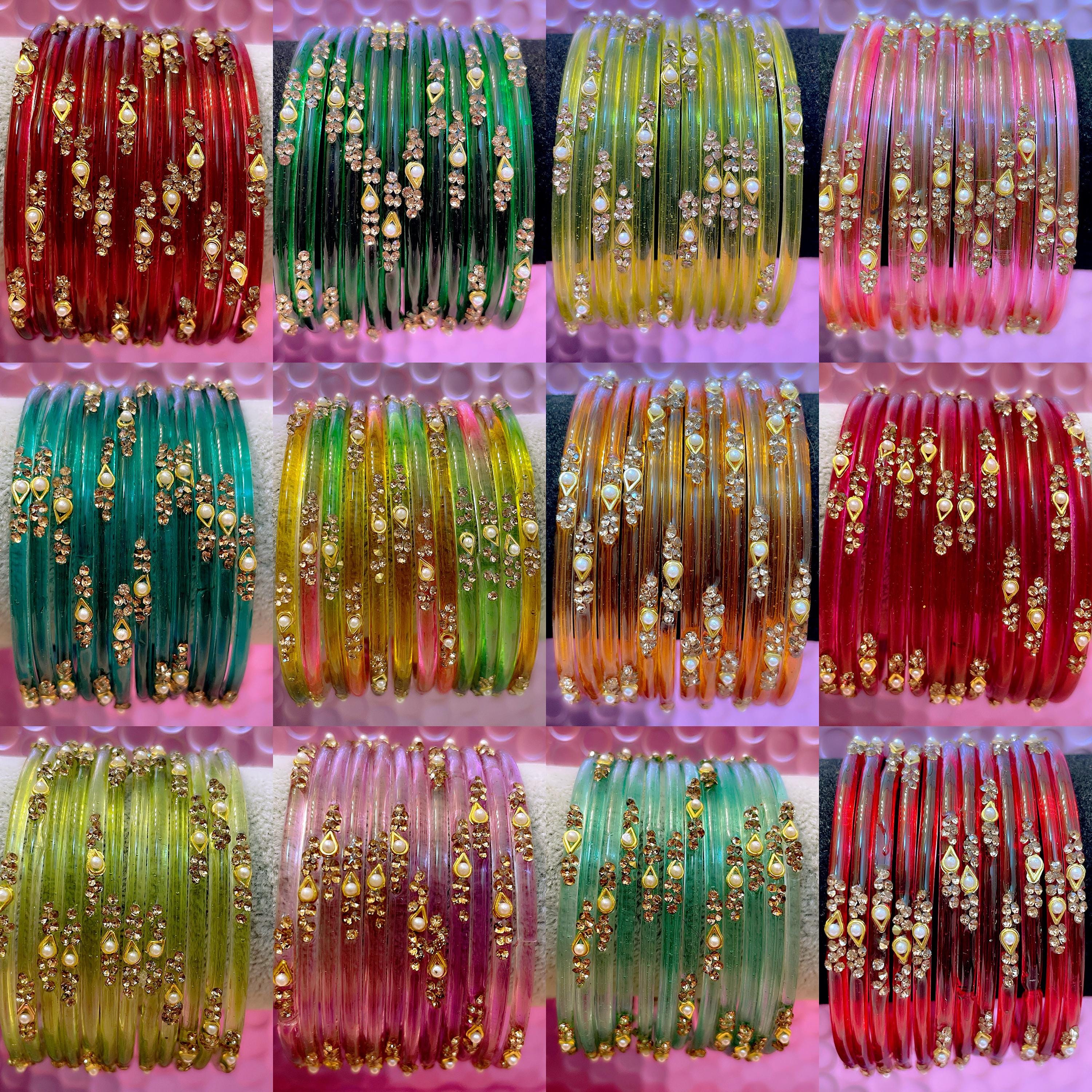 Size 2.6/2.8: Pearl Glass Bangles Various Colours Indian Pakistani Glass Bangles Baby Shower Bangles