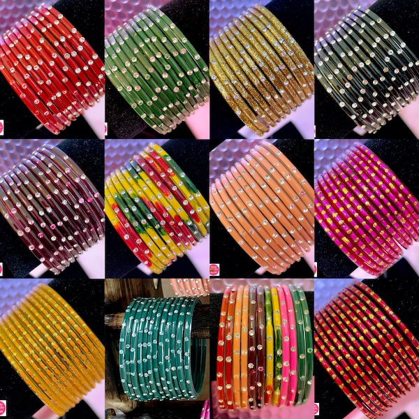 Designer Glass Bangles Various Colours Indian Pakistani Glass Bangles Baby Shower Bangles