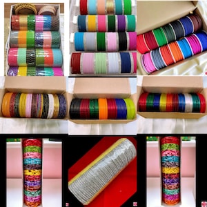 Size 2.12/2.10/2.8/2.6/2.4- Glass/Metal/Plastic Bangles Combo Box Indian Pakistani Glass Bangles Baby Shower Bangles