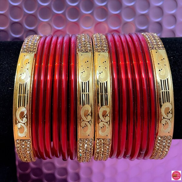 Red glass bangles Clearance