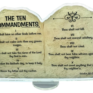 Bibel Vers Geschenke 10 Gebote Tablet Acryl dekorative Wand und Tischschild Schild (15x10x0,4 cm), Gelb