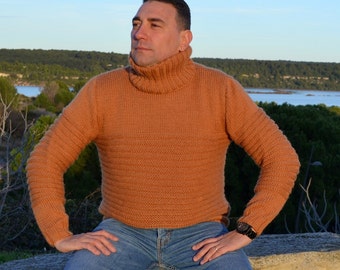 MEPAGE SWEATER cognac size M hand-knitted