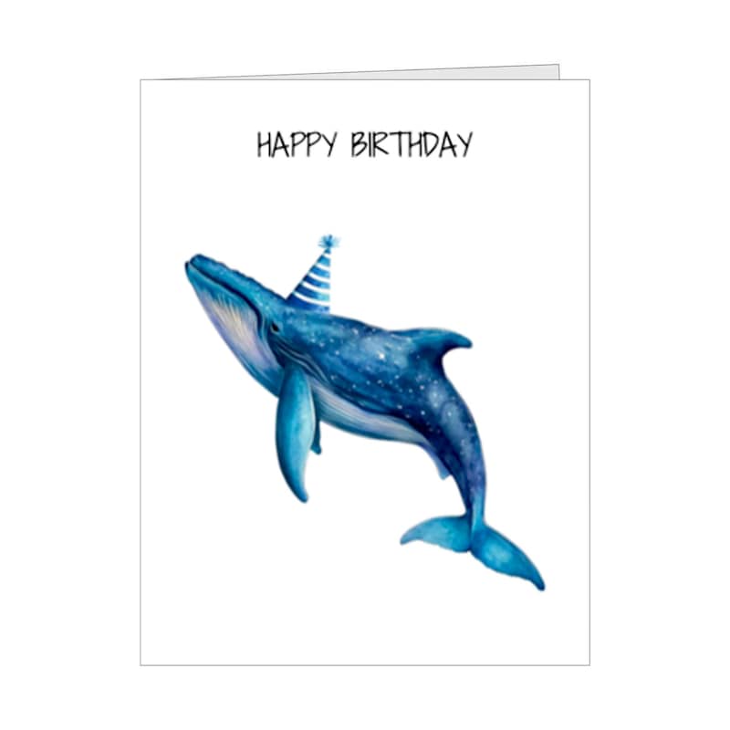 Whale Happy Birthday Card - Etsy