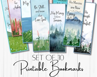 Watercolor Bible Verse Bookmarks, Christian Bookmarks, Instant Download, Printable, Bible Bookmarks, Faith, Bible Study, Scripture