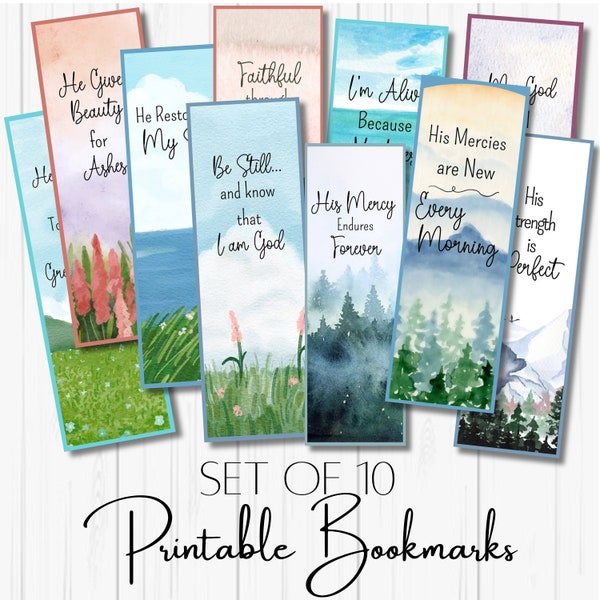 Bookmark, Bookmarks, Printable, Downloadable, Watercolor, Watercolor Art, Bible, Faith, Printable Bookmarks, Instant Download, Downloadable