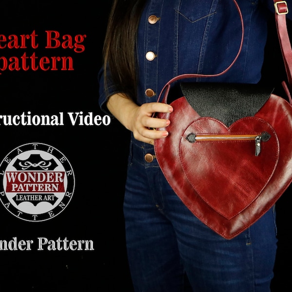 Heart bag pattern/heart purse pattern/leather pattern pdf/leather bag pattern/pdf leather bag pattern /leather pattern pdf/ leather pattern