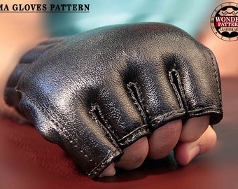 leather mma gloves pattern/Large and X large sizes /in A4 an Letter Pdf files/with video instruction