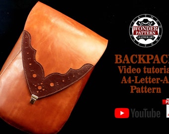 Leather backpack pattern/Pdfs in A3,A4,Letter files format/video tutorial