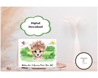 Speedy Recovery Get Well Greeting Card.  Instant Download. Printable