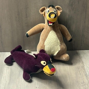 Vintage Disney Jungle Book Baloo & Bagheera Plush Stuffed Animals - READ