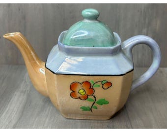 Vintage Mapleware Hand-Painted Floral Ceramic Teapot Maple Leaf Japan 4" Tall