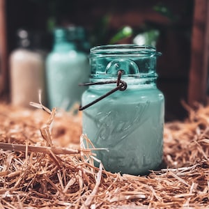 32oz Vintage Aqua Ball Mason Jar &quot;Perfect&quot; Wire