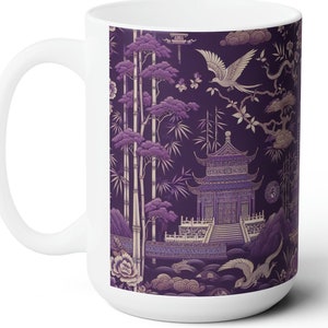 Pagoda Purple Mug Gift Lavender Chinoiserie Asia Mom Mug Coffee Cup Gift for Her Purple Asia Inspired Purple Pagoda Chinese Inspired Tea Cup