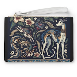 Colorido bolso de mano para mujer de galgo italiano y Whippet con cremallera - Regalo para amantes de los perros galgos Cartera de galgos Diseño de galgos