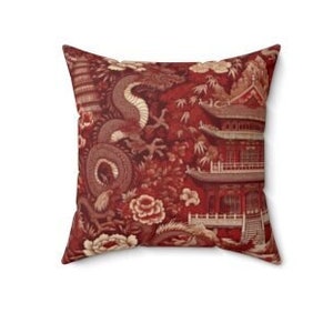 Asia Style Throw Pillow 14x14 Green Toile Pillow Oriental Pillow Red Chinoiserie Toile De Jouy Accent Pillow Blue Toile Pillow Asian Decor
