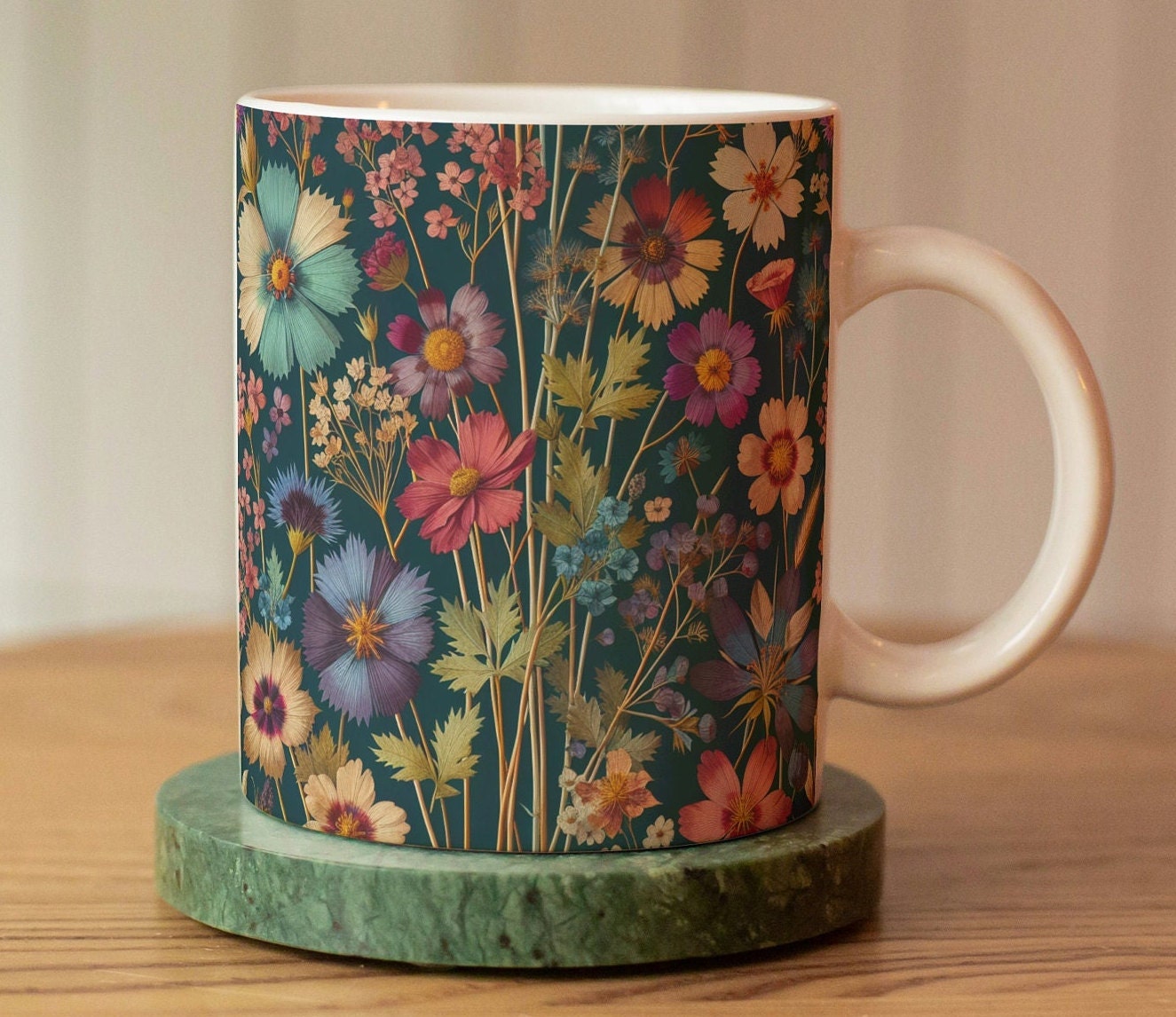 Artisan Flair Cottagecore Mug, 15 Oz Mug, Wildflower Mug, Wildflower ...