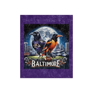 Manta de terciopelo aplastado de los Baltimore Ravens Orioles, regalo para fanáticos del béisbol y el fútbol de Charm City, decoración del hogar, manta de estadio, regalo para la cueva del hombre
