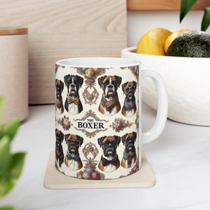 Boxer Dog Coffee Cup for Dog Mom Boxer Dog Gift for Dog Owner Hipster Style Coffee Mug for Animal Lover Tea Cup Boxer Gift for Boxer Dad
