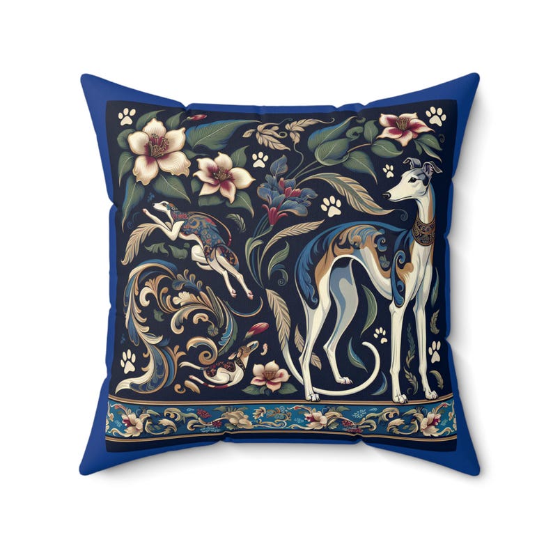 Chinoiserie Greyhound Accent Pillow - Italian Greyhound, Whippet Lovers Cushions, Spun Poly Square Pillow, Decorative Throw Pillow, Home image 8