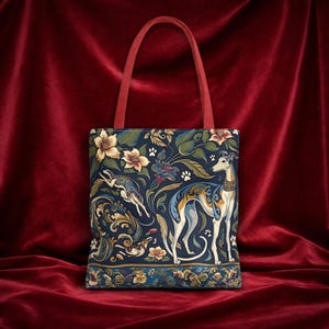 Greyhound Tote Bag Chinese inspired Design Whippet Tote bag for animal lover grocery tote gift for dog lover tote bag italian greyhound