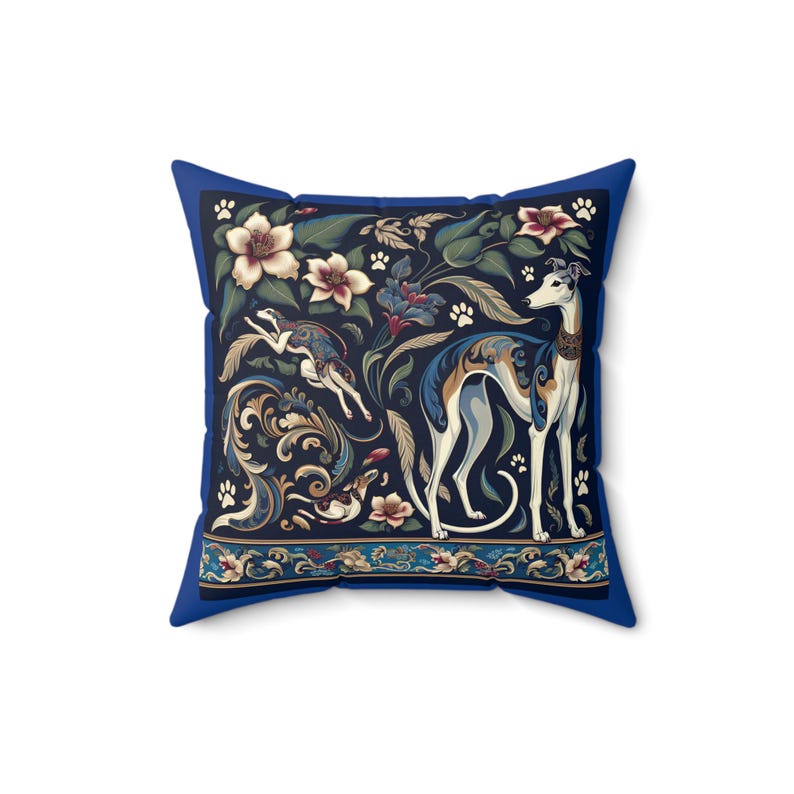 Chinoiserie Greyhound Accent Pillow - Italian Greyhound, Whippet Lovers Cushions, Spun Poly Square Pillow, Decorative Throw Pillow, Home image 6