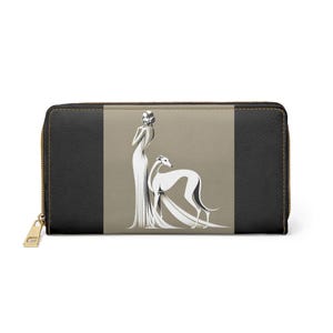 Art Deco Windhund Reißverschluss Geldbörse, Elegante 1920er Jahre Stil Geldbörse, Handgeldbeutel, Vintage inspirierte Kupplung, Retro Mode-Accessoire