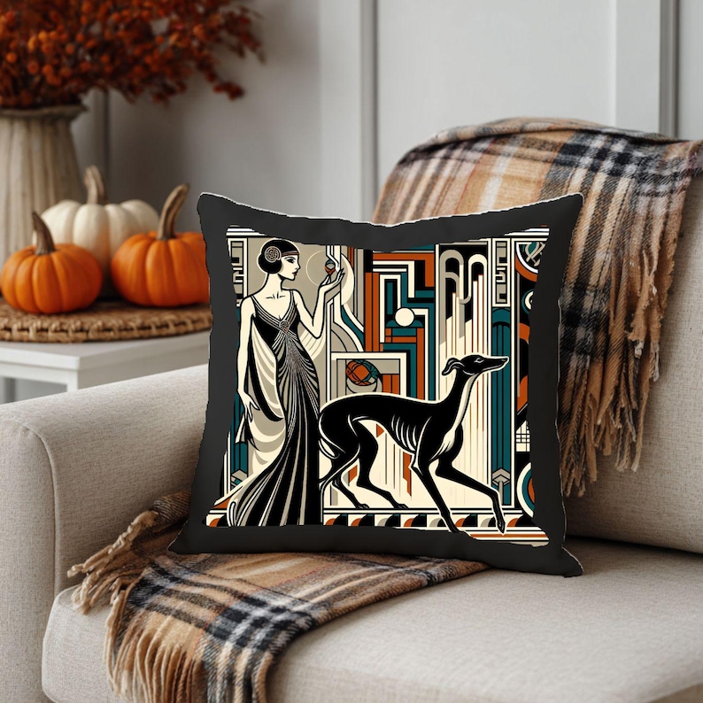 Greyhound Throw Art Deco Greyhound Pillow - 1920s Style Throw Cushion - Etsy